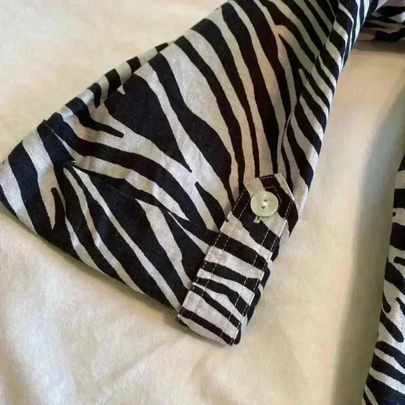 Jones New York Zebra Print 100% Linen 3/4 Sleeve Shirt Tunic Plus Size 2X. - Picture 4 of 13
